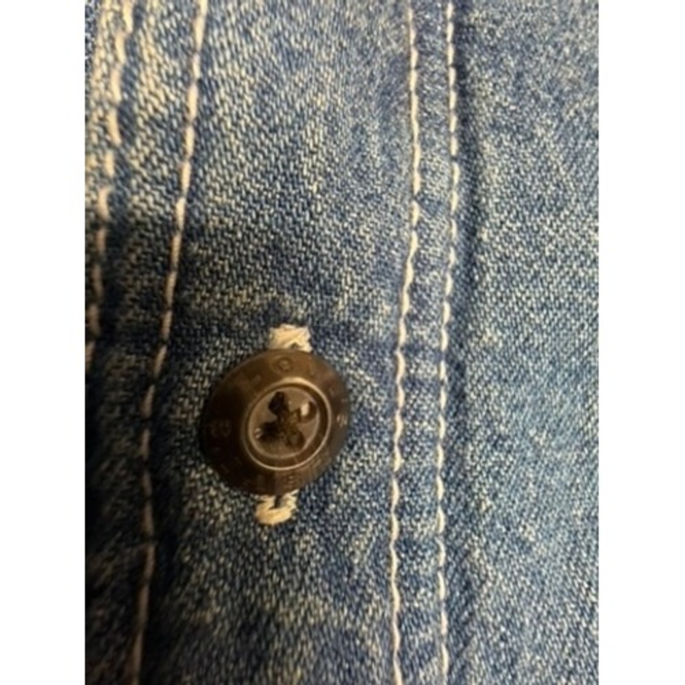 "Levi Strauss & Co" Mens Lined Denim Shirt Jacket Blue Plaid Fleece Workwear - Picture 8 of 13